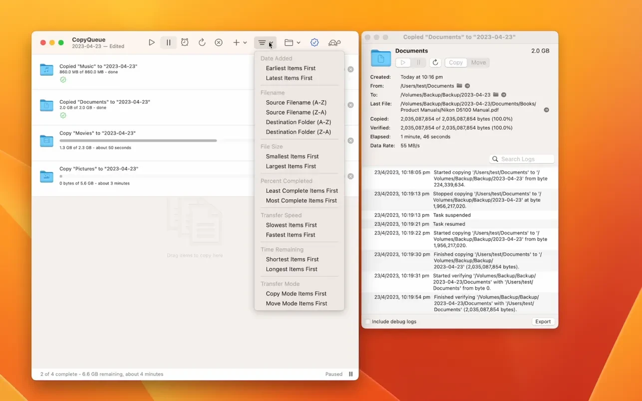 CopyQueue For Mac v3.1 专业的文件传输管理工具