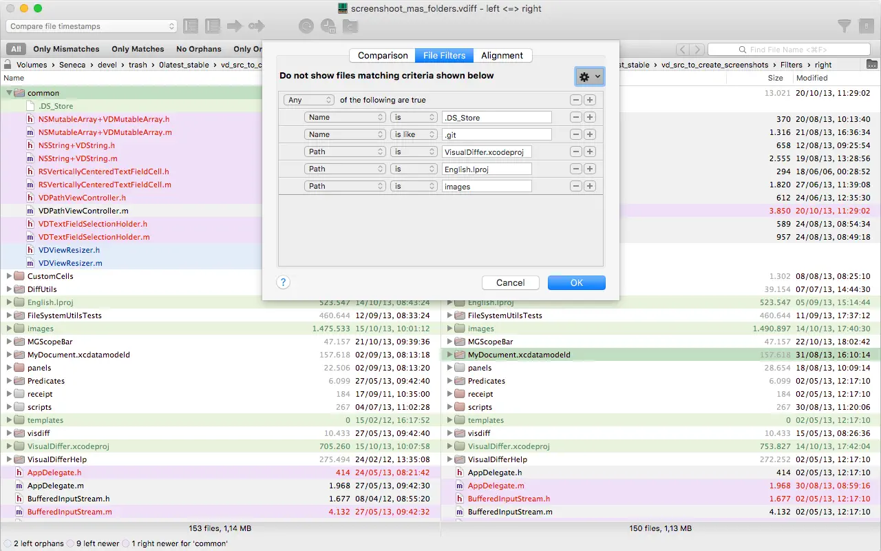 VisualDiffer For Mac v1.8.10 多文件夹文件对比比较工具